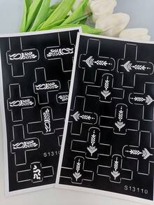 2 piezas Plantillas de tatuaje de huella digital con tótem europeo, plantilla de transferencia calada y resistente al agua, decoración personalizada para dedos, pegatina de tatuaje DIY, pegatina de articulación con tótem retro, estilos surtidos - Negro - Ver 9