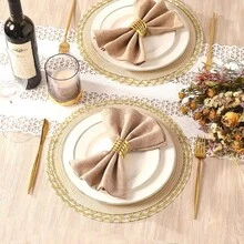 1/2/6pcs INS Style Minimalist French Premium Solid Color Textured Fabric Placemats, Tablecloths, Napkins, Decorative Pads, Suitable For Parties And Weddings - Multicolor - View 16