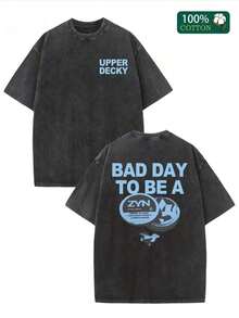 Camiseta Para Hombre"BAD DAY TO BE A ZYN" Graphic Double-Sided Printed Street Style Men's Casual Wear 230g Washed Cotton Round Neck Short Sleeve Comfortable Breathable Basic Double-Sided Printed Tee For Summer High-Quality Edgy DesignLoose And Comfortablegraphic Tees Streetwear Men - 玫紅色 - 查看 8