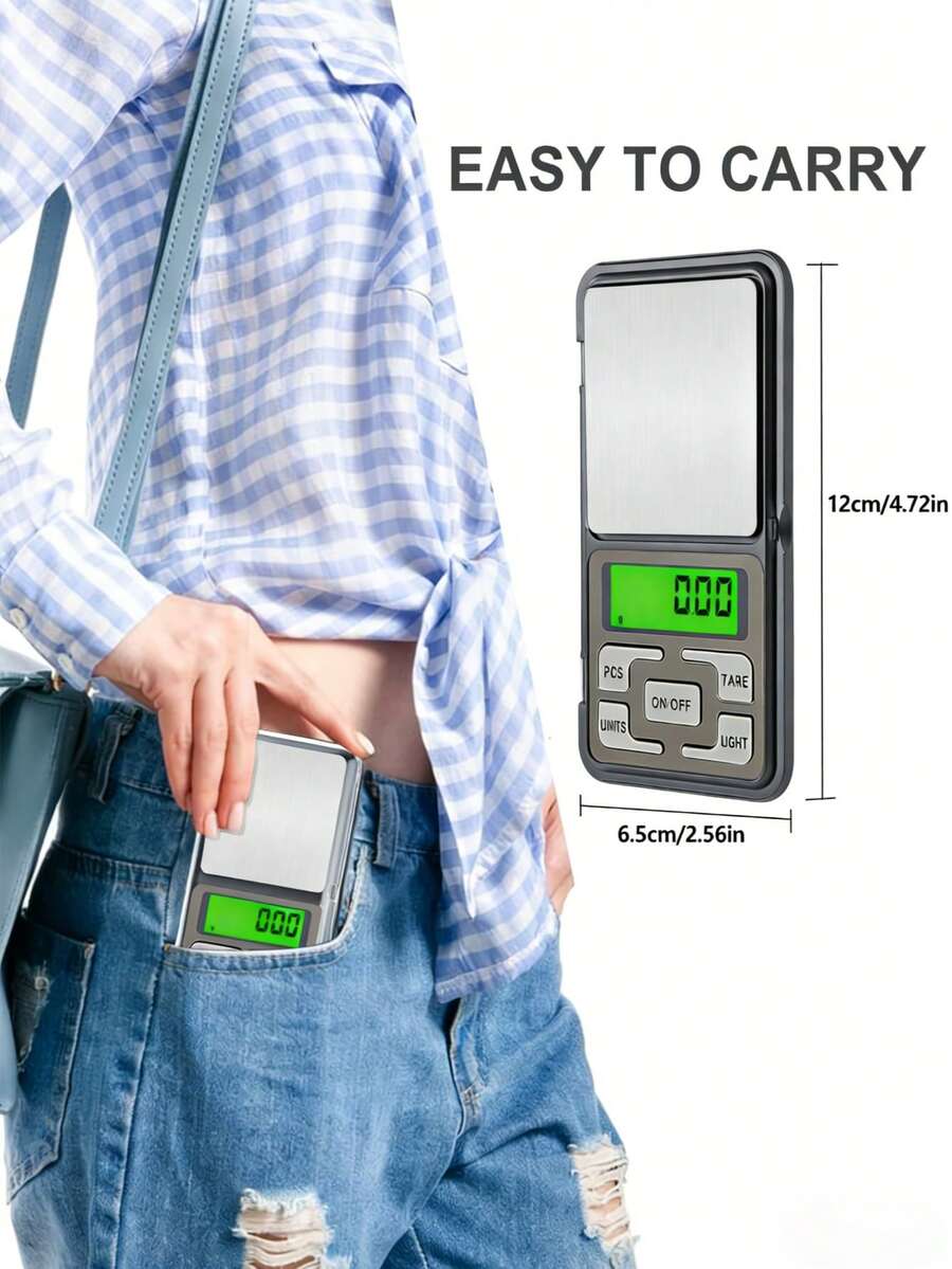 1个迷你珠宝秤，厨房秤，带可拆卸盖子，带单位转换功能，500克电子珠宝秤，便携式口袋秤（克/盎司），液晶显示屏，黄金秤。不含电池。 - 珠寶秤 - 查看 1