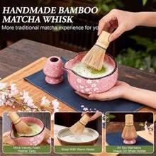 Matcha Whisk Set 7 PCS Ceramic Matcha Sets With Bowl Bamboo Whisk And Holder Towel Sifter Bamboo Scoop Scoop Rest Christmas Gifts For Tea Lovers Birthdays New Year Gifts For Women Mom - Pink - View 5