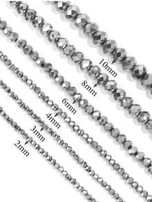 Contas de cristal austríaco branco-prateado brilhante de 4/6/8 mm, 111/81/61 peças, contas espaçadoras de vidro lapidado para confecção de joias DIY, adequadas para colares e pulseiras, materiais para artesanato. - Multicolorido - Ver 6