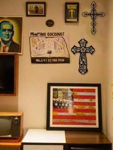 1/3pcs Set Modern Cross Line Design Metal Wall Decor, Contemporary Art Style Indoor Decoration Symbol, Hanging Bathroom Decor, Wall Mounted Iron Art Ornament, For Home Decoration - XL - Xem 7