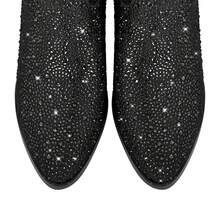 Women's Rhinestone Cowboy Boots, Mid-Calf Western Boots, Sparkling Women's Cowboy Boots, 2-Inch Heel, Slip-On Mid-Calf Boots, Stylish Riding Boots - 黑色亮片 - 查看 3