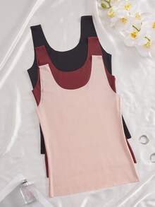 3pcs/Set Women Seamless Camisole Tops, Wireless & Unpadded - Multicolor - View 3