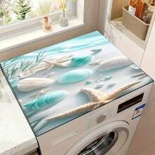 1pc Summer Shell & Beach Pattern Non-Slip Laundry Room Mat, Suitable For Home Washer/Dryer, Kitchen Drainer Mat, Drying Mat, Decorative Appliance Cover For Washer And Dryer Top, Kitchen, Dining Table Decor, Great Gift For Friends - Beach Seashells - View 4