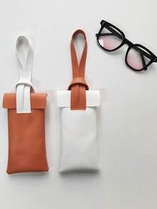 1pc Women's Portable Myopia Dust-Proof Color Block Creative Fashion Glasses Eyeglass Pouch Storage Bag, Random Color - View 5