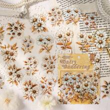 20pcs Gold Foil Floral Pet Sticker Set, Vintage Floral Decorative Stickers For Scrapbooking, Journals, DIY Crafts, Notebook Decoration Scrapbook Supplies - HHSM - View 3