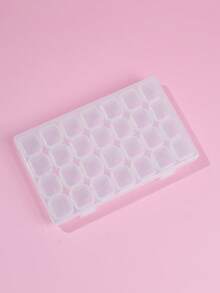 1pc 28-Slot Nail Art Accessories Storage Box, Desktop Organizer - Clear - View 2