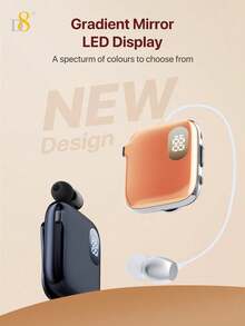D8 Fashion Wireless Lavalier Retractable Dual Microphone Earphones For Women, LED Digital Display Showing Real-Time Battery Level, One-Click Automatic Retractable Earphone Cable, Built-In Latest Bluetooth 6.0 Chip, 400mAh Large Capacity Battery - View 4