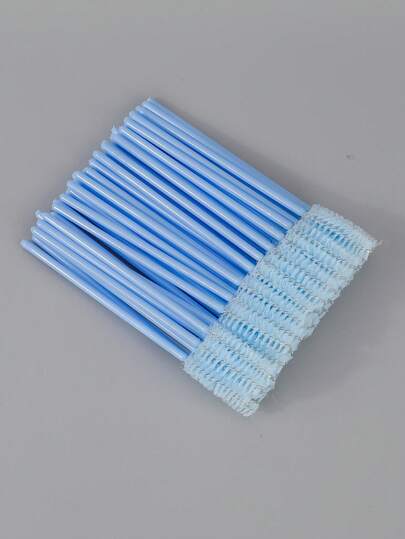 50/100 Disposable Mascara Brushes, Mascara Sticks, Makeup Brushes, Applicators, Eyelash Combs, Eyebrow Combs, Eyelash Spools, Mascara Sticks, Mascara Brushes, Eyebrow Spools, Used To Extend Eyelashes And Eyebrow Cosmetics Blue.