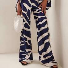 Off Shoulder Jumpsuit For Women, Multiple Colors Geometric Print Lantern Sleeve One Piece, Evening Party Glamorous Formal Outfit - 藍色 - 查看 2