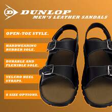 Dunlop - Mens Mule Open Toe Leather Sandals Comfy Slip On Summer Beach Sandals - Black - View 5