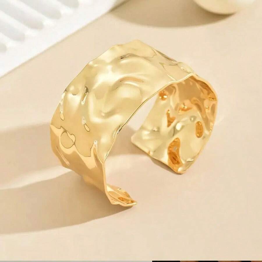 金色花朵开口手镯手链首饰女士配饰情人节、夏季、珠宝 - 彩色 - 查看 1