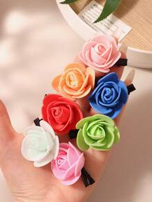 5pcs PE Foam Rose Hair Clips, Side Bangs Clamps, Bridal Wedding Updo, Daily Party Boho Style Hair Accessories - Multicolor - View 1