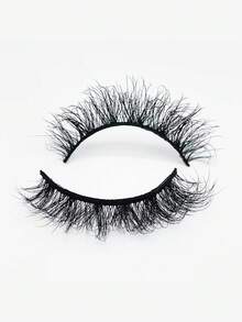 1 Pair 3D Fluffy Faux Mink Eyelashes, Dense Long Reusable Striped Lashes For Dramatic Eye Makeup - Black - View 7