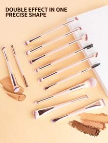 16件套多功能眼部化妆刷套装，包括眼影刷、眉刷、晕染刷、鼻影刷等，化妆工具 - 彩色 - 查看 5