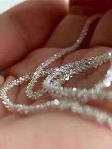 1pc Fashion Shiny Minimalist Delicate Collarbone Necklace, Design For Women - 銀色 - 查看 2