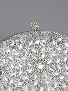 REMANLAND Luxury Women's Sparkling Crystal-Embellished Mini Box Clutch Bag, Glamorous Rhinestone Evening Handbag Suitable For Formal Events, Party, Wedding - With Detachable Chain, Tready Party Bags,Perfect For Party, Wedding, Prom, Dinner/Banquet, Essential Wedding Items,Perfectly Matching With Graduation Dress, Prom Dresses, Glamorous Rhinestone Bag, Perfectly Matching With Prom Dresses For Women, Prom Accessories,Sequin Dress Women,Sparkly Dress,Elegant Dresses For Women, Elegant Prom Bag, Perfectly Matching With Bridal Party, Best Choice Elegant Bag For Bridal Shower, Clutch Bag For Wedding - Bạc - Xem 8