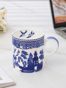 1 pieza Taza pequeña de porcelana de hueso fina de 300ml, diseño de flores, lirio del valle con borde dorado, diseño azul, diseño de amapola, diseño de petunias, diseño de lavanda para elegir, uso diario normal. - Multicolor - Ver 8