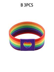 1/3pcs Stretchy Bracelet, Suitable For Pride Month Decoration, Transgender Fashion Accessory Gift - Multicolor - View 9