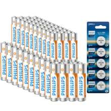 PHILIPS 40pcs AA, 40 Pcs AAA Carbon Batteries And 5 Pcs CR2032 Button Battery, 1.5V Long-Lasting Batteries, Suitable For Household And Office Equipment, With An Extended Shelf Life! - Xem 10