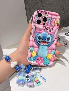 This Disney Stitch Lanyard Phone Case Is Fully Covered In TPU Material. It's Shockproof, Lightweight, And Compatible With IPhone17/16/11/13/15/15 Plus/15 Pro/15 Pro Max/12/14 Pro Max/11 Pro Max/12 Pro/12 Pro Max/13. This Phone Case Makes A Popular Birthday Gift Or Business Gift; It's Durable, Stain- And Fingerprint-Resistant, And Suitable For Both Men And Women. The Set Also Includes A Mickey Mouse Phone Case And A Stitch Plush Bracelet. It's A Perfect Gift For Friends And Family. This Stylish Phone Case Is Fun, Lightweight, And Durable. IPhone17 Pro Max Phone Case, Angel Phone Case. - trắng - Xem 4