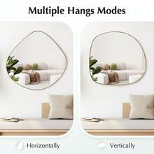 Asymmetrical Wall Mirror Matel Brass Framed Wall Mirror For Living Room Bedroom Bathroom Entryway Wall Decor 19.8" L X 19.0" - 黃銅 - 查看 6