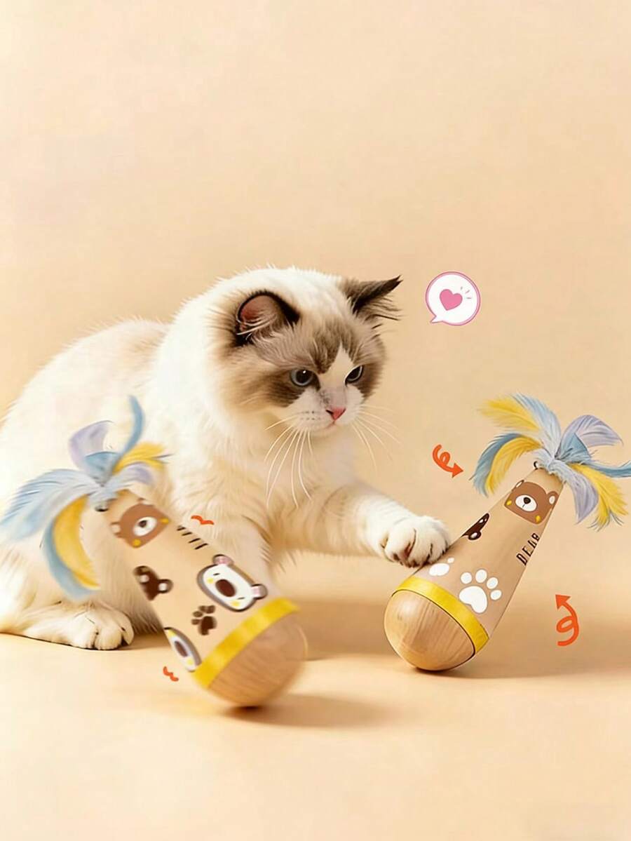 1pc Interesting Feather Cat Toy, Scratching & Playing, Self-Entertainment Toy For Cats