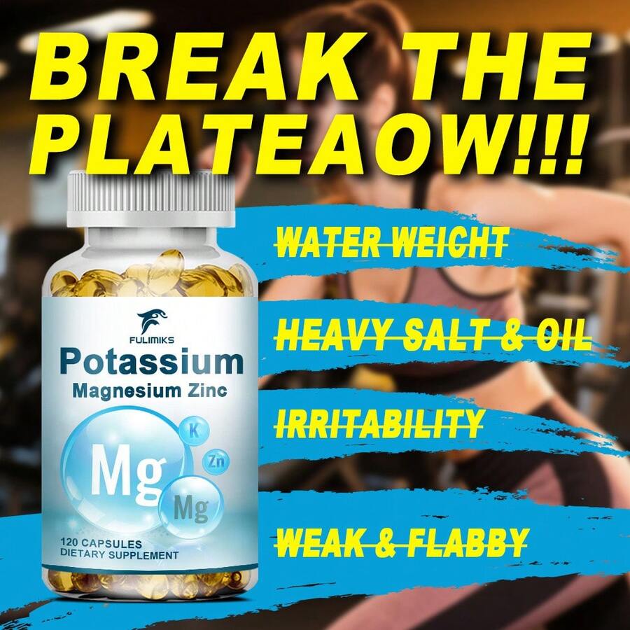 Potassium Magnesium Zinc Supplement, With Triple Mineral Blend - Supports Muscle Function & Overall Wellness - One Bottle - First Experience - View 1
