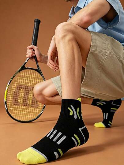 1 Pair Men's Short Socks,All-Season Style,Sporty Fashion Style,Soft And Breathable,Lightweight And Skin-Friendly,Moisture Wicking, High Elasticity, Durable And Comfortable Without Tightness,Suitable For Daily Wear, Commuting