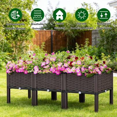 Garden Horticultural Plant Growing Box, Garden Tools And Lawn Care, Balcony Vegetable Growing Box, Tree Growing Box, Flower Pots. Garden, Two-Tier And Three-Tier Flower Racks Are Available For Selection, Suitable For Placement In Gardens, Balconies, Entrances, Etc.