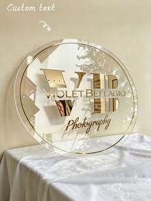 Personalized And Unique Custom Gold Commercial Signage, Transparent Acrylic Background, Inlaid With Gold Decorative Studs, With Mirrored And Shimmering Effects, Suitable For Home Decor. - Gold - View 3