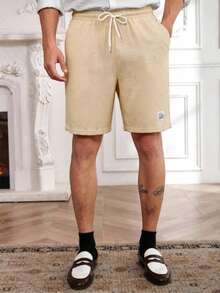 Men's Drawstring Waist Loose Casual Versatile Shorts - Apricot - View 3