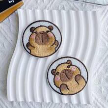 6pcs/Pack Cartoon Capybara Embroidered Cloth Patch, Hippo Clothing Applique, Bag & Accessory DIY Material - Embroidered Appliqué - View 4