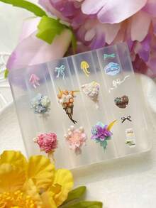 3D雕刻铃兰花模具，郁金香花束美甲透明模具 - 無色 - 查看 11