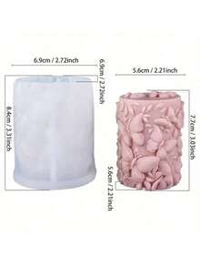 1个3D雏菊蝴蝶圆柱硅胶模具 - 适用于DIY蜡烛/肥皂/环氧树脂浇铸和粘土艺术，非常适合家居装饰工艺品和手工珠宝制作，柔软灵活，带有清晰的浮雕细节 - 白色 - 查看 8