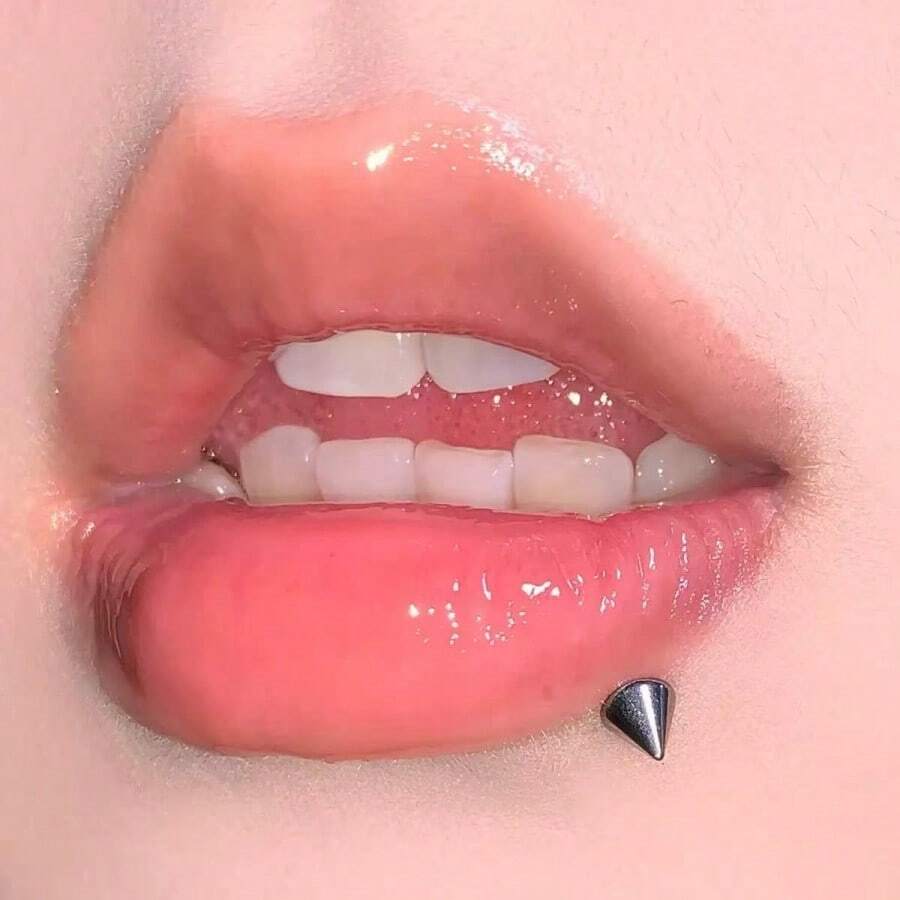 2/5/10件装不锈钢外螺纹唇钉，朋克锥形恶魔尖刺唇环，女士个性化穿孔耳环和骨钉 - 彩色 - 查看 1