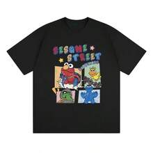 Cool And Unique Monster Pattern,Street Style, Unisex 2026 Summer Everyday Commuter Short-Sleeved T-Shirt. Made Of Pure Cotton, Skin-Friendly And Comfortable, Solid Color Design, Simple And Versatile, The Best Gift For Men/Women, Perfect For Everyday Wear. - 黑6 - 查看 1