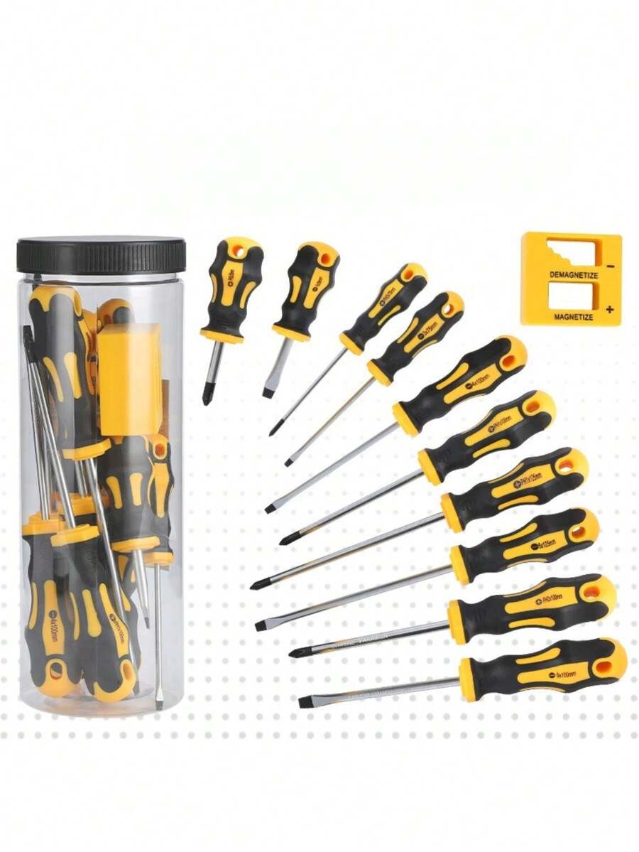 Magnetic Screwdriver Set, Including And Flat Head Professional Cushioned Handle Screwdrivers And Key Screwdriver