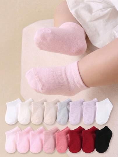 5/12/24 paires de chaussettes de cheville souples et respirantes en rose et blanc pour bébés. Chaussettes de base pour filles et tout-petits pour l'école et les sports. Confort quotidien doux et extensible sans lien. 0-36 mois pour toutes les saisons. Chaussettes pour bébés, chaussettes pour filles, chaussettes de cheville, chaussettes de base, chaussettes d'école, cadeaux de rentrée scolaire, essentiels printemps-été pour enfants