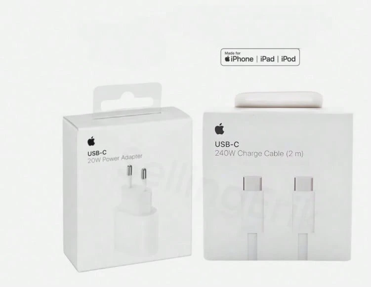 محول طاقة USB-C 20 واط من Apple + كابل USB-C إلى Lightning 240 واط - قابس اتحاد أوروبي نوع C (220 إلى 240 فولت) - مشاهدة 1