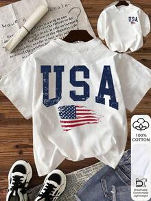 Women's Casual Cherry Slogan Pattern Round Neck Short Sleeve T-Shirt, Summer Outfit For Women - Weiss 2 - View 12