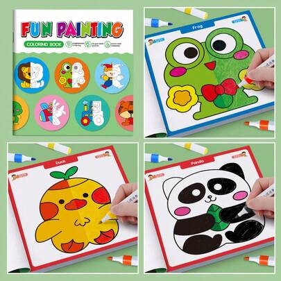 1pc Funny Half-Painted Doodle Coloring Book, Art Painting Book