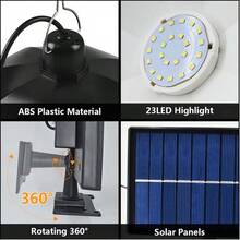 1件裝感應式太陽能戶外壁燈，白色/暖光LED夜燈，光感功能戶外吊燈，3種照明模式，360°照明範圍投光燈 - 太陽能吊燈 - 查看 11