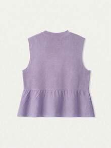 FOR BEAUTY Women's Spring/Summer Knit Sleeveless Top, Casual Minimalist Style, Solid Color, Ruffle Hem, Flattering, Suitable For Commuting, Dating, Holiday, Leisure - Man Zi - View 9