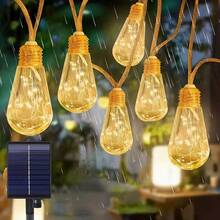 1 pieza Luces de cuerda de estilo vintage con 8 modos, alimentadas por energía solar, para patio, jardín, camping, 4M 10LED o 6M 16LED - Luz cálida - Ver 11