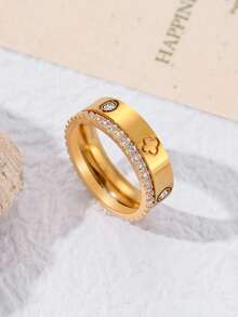 2pcs 18K Gold Plated Stainless Steel 4-Leaf Clover Rings, Elegant Women's Bracelet Jewelry, Suitable For Daily Wear And Gift - Multicolor - View 21