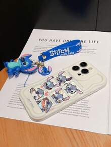 Disney Has Authorized, Phone Case - Chain Set, The Stitch Lilo & Stitch Phone Case Plus A Silicone 3D Or Fluffy Style Stitch Bracelet With Metallic Ring Removable Bracelet, Stitch And Angel Pattern, Compatible With Iphone 17/16/15/14/13/12/11/XS/XR/X Plus Pro Max, Wavy Design Phone Case For Girl, A Stylish Cartoon Summer Phone Case, The Perfect Gift Choice, Phone Protection, Durable Phone Cover, Great Gift For Friends And Family - 白色款式A - 查看 5