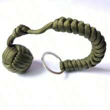 Outdoor Self-Defense Umbrella Rope,Monkey Fist Steel Ball, Paracord Survival Key Chain, Outdoor Safety Protection Accessories - 黑色 - 查看 7
